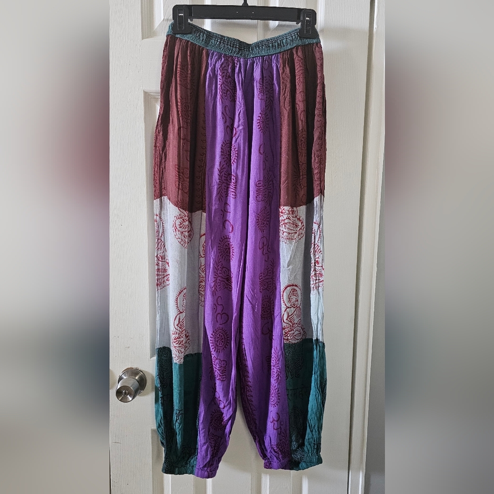 Colorful Bohemian Patchwork Pants from Nepal - Picture 2 of 3